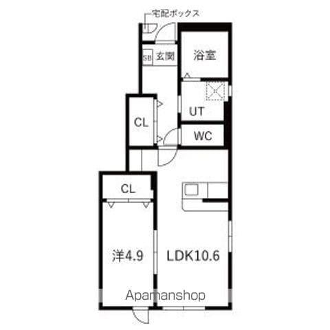 フロンティア(1LDK/1階)の間取り写真
