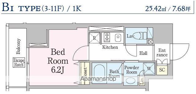 レジディア笹塚Ⅲ(1K/9階)の間取り写真