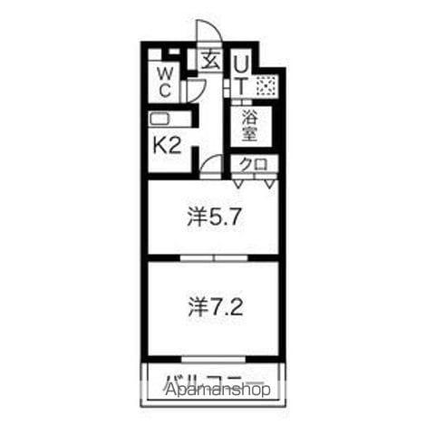 ルミエール宮脇(2K/2階)の間取り写真