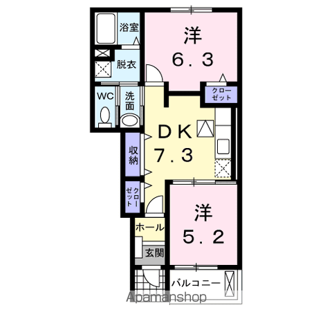 エクセルM・I C(2DK/1階)の間取り写真
