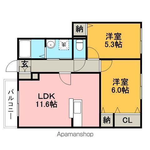 グレートバリーⅠ(2LDK/2階)の間取り写真