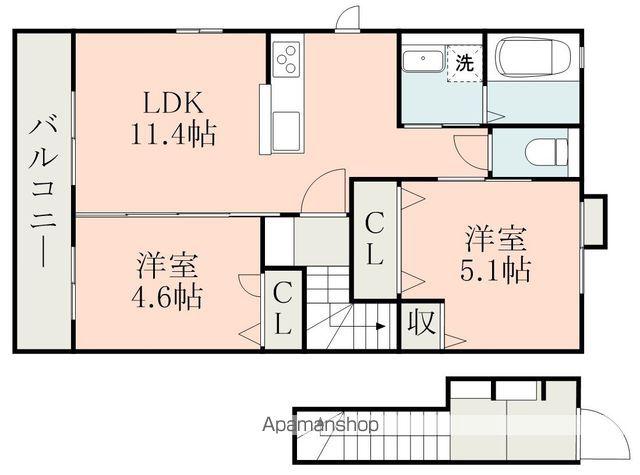 ハイムレトア(2LDK/2階)の間取り写真