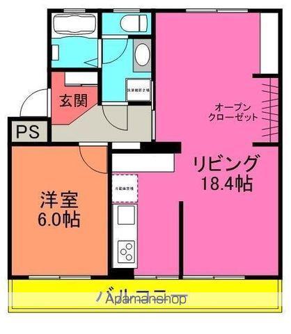 オレンジハイツ赤岩(1LDK/2階)の間取り写真