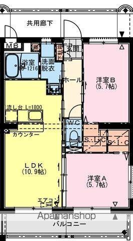 都城天神町YマンションII(2LDK/5階)の間取り写真