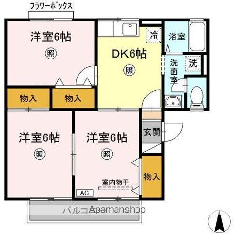 レーベンハイム(3DK/2階)の間取り写真