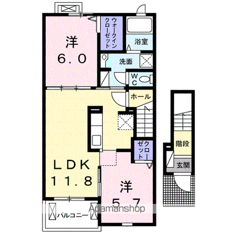 サンリット Ⅱ(2LDK/2階)の間取り写真