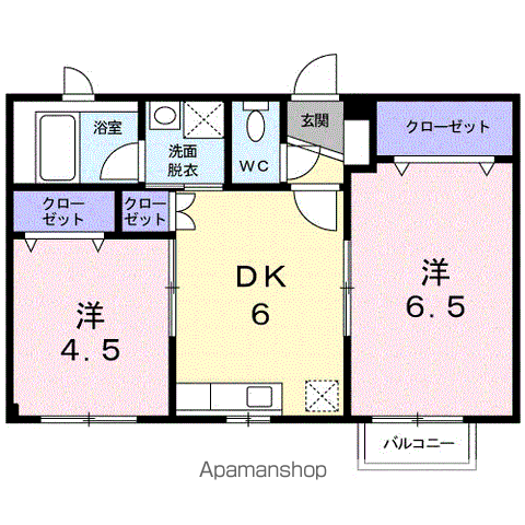 タートルビレッジⅢ(2DK/2階)の間取り写真