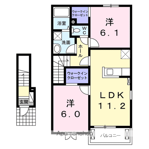 サニーガーデン1(2LDK/2階)の間取り写真