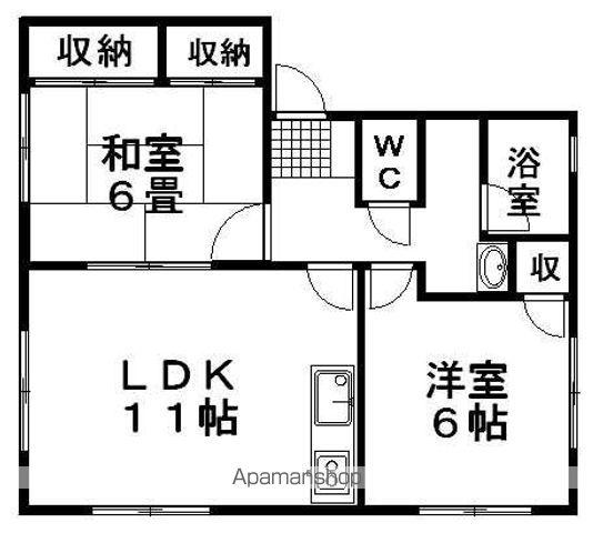 フェニックスコートB棟(2LDK/1階)の間取り写真