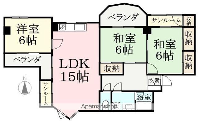 コーポ小林(3LDK/4階)の間取り写真