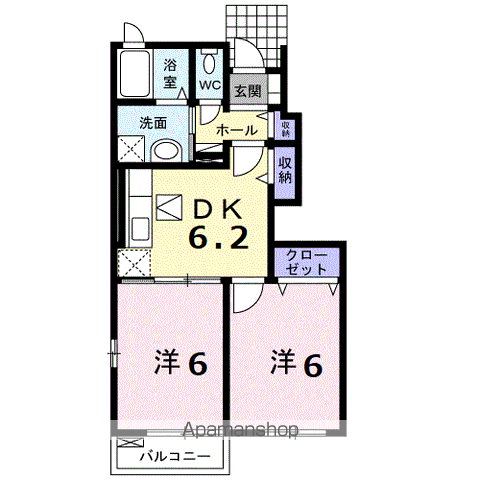 メゾンクレールA(2DK/1階)の間取り写真