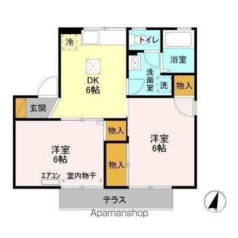 ランセ今谷 A(2DK/1階)の間取り写真