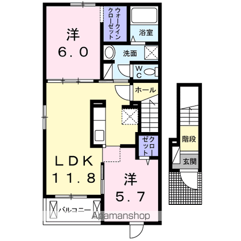 パルハーモニーⅡ(2LDK/2階)の間取り写真