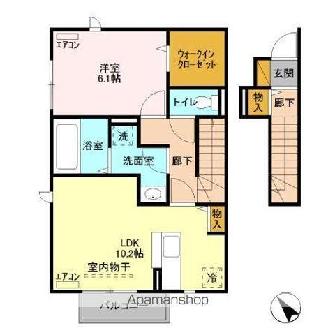 チェスナット(1LDK/2階)の間取り写真