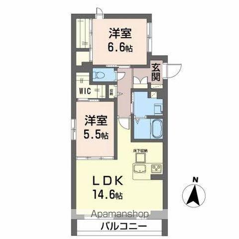 クラージュ銀杏町(2LDK/1階)の間取り写真