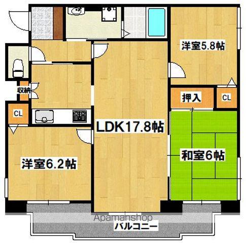 アビウェル萩原天神(3LDK/5階)の間取り写真