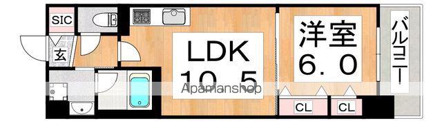 グランセジュール大国町(1LDK/4階)の間取り写真