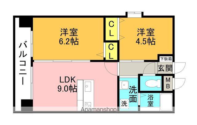 ラファセエスティーロ箱崎駅前(2LDK/7階)の間取り写真