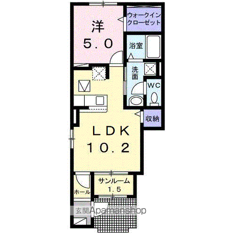 ルーエンハイムⅥ(1LDK/1階)の間取り写真