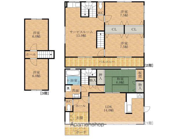 南海電鉄南海本線 岸和田駅 徒歩12分 3階建 築30年(5SLDK)の間取り写真