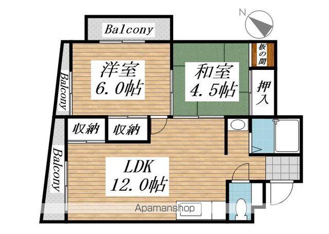 プリンセス片野Ⅱ(2LDK/4階)の間取り写真