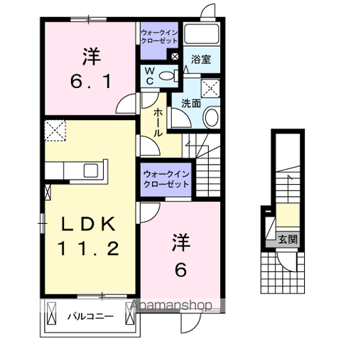 フローラ155(2LDK/2階)の間取り写真