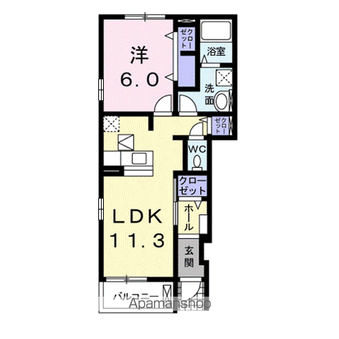 RIRIA7 3(1LDK/1階)の間取り写真