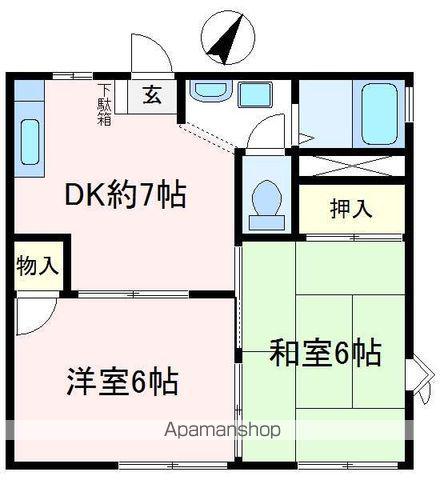 ウィステリア狭山(2DK/1階)の間取り写真