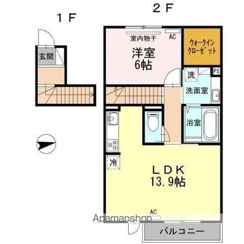 クレールM2(1LDK/2階)の間取り写真