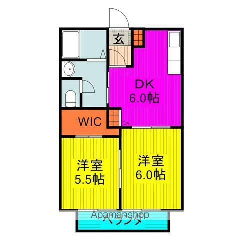 メゾンルシェールA棟(2DK/2階)の間取り写真