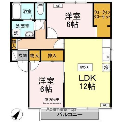 アムールA(2LDK/2階)の間取り写真