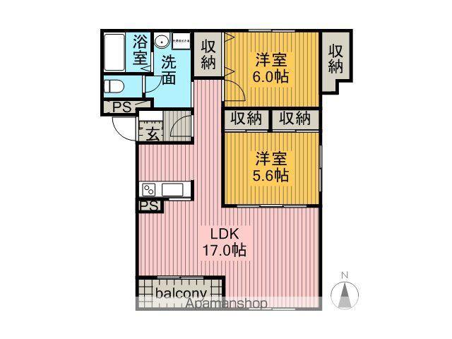 マンションドム三島(2LDK/2階)の間取り写真
