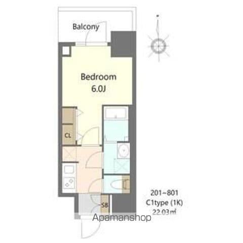 S-RESIDENCE松屋町ASENCE(1K/7階)の間取り写真