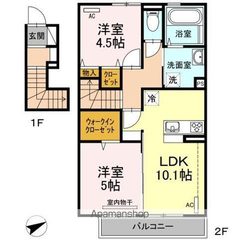 D-ROOM唐原B棟(2LDK/2階)の間取り写真