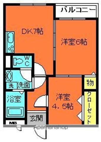 メゾン浮孔(2DK/2階)の間取り写真