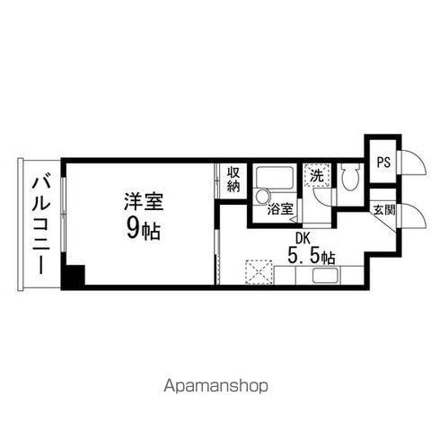YSKコーポ卸町(1DK/5階)の間取り写真