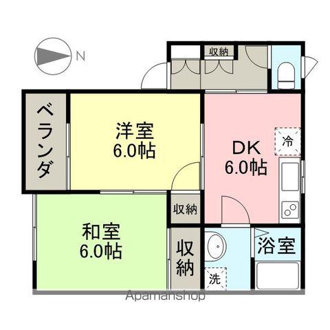 ベラージオA(2DK/2階)の間取り写真