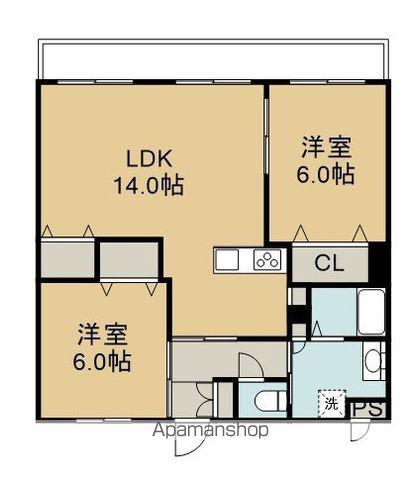 プランドール7番館(2LDK/4階)の間取り写真