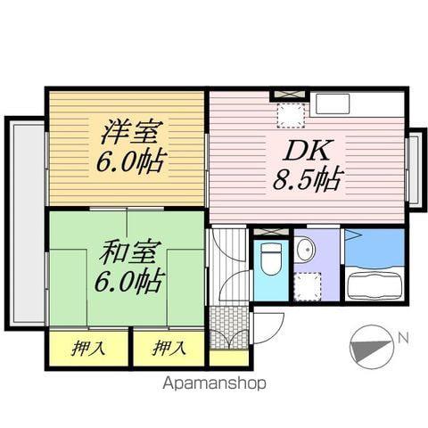 グランデⅢ(2DK/1階)の間取り写真