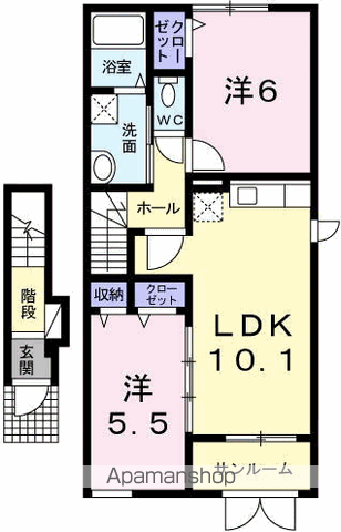 リヴ・タウン T B(2LDK/2階)の間取り写真