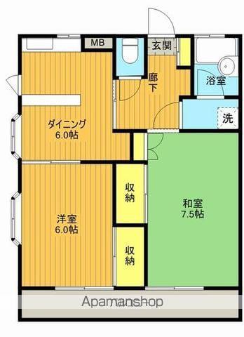 ヴァンテアン21(2DK/2階)の間取り写真