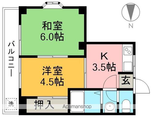 城山ハイツ唯(2K/3階)の間取り写真