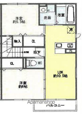 アビタシオンプリュネⅡ(2LDK/2階)の間取り写真