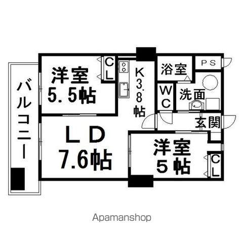 エターナルアイランドパレス(2LDK/3階)の間取り写真