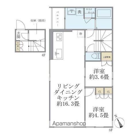 プラティーク清澄庭園(2LDK/4階)の間取り写真