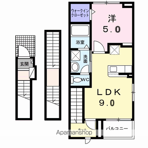 コロレ宝永町(1LDK/3階)の間取り写真