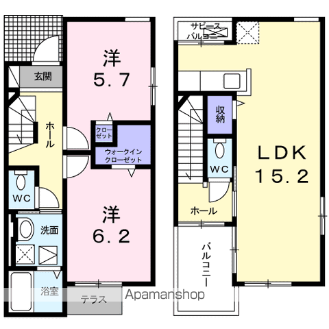 メゾン・ド・グリモ A(2LDK/1階)の間取り写真