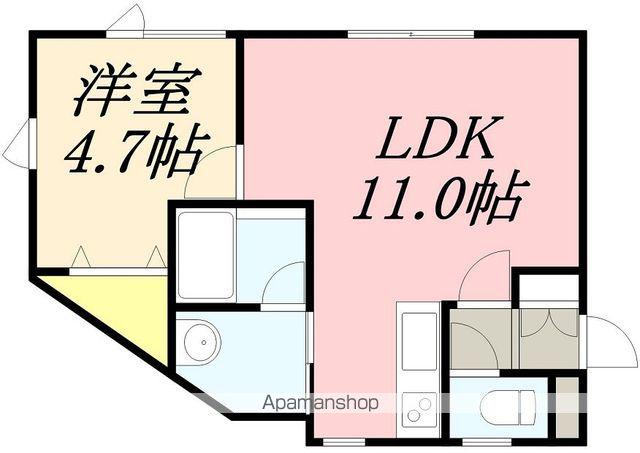 リヴェール富岡(1LDK/2階)の間取り写真