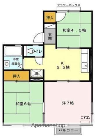コスモシティ岡野(3K/2階)の間取り写真