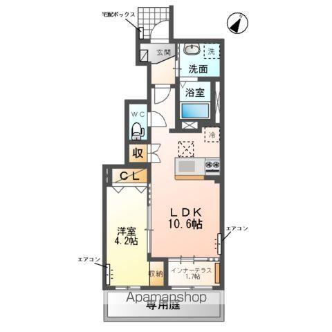 パルク フェルメ(1LDK/1階)の間取り写真